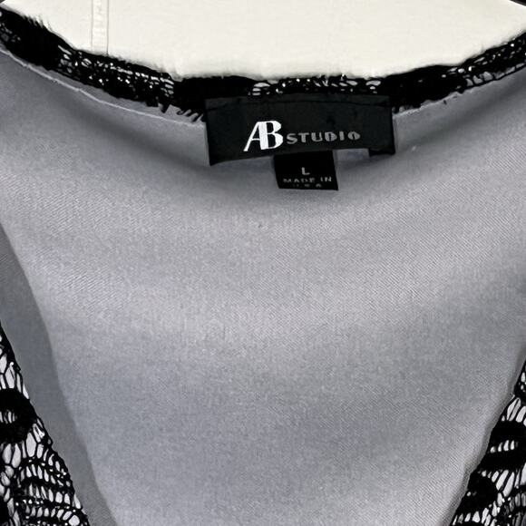 AB Studio Large Black & Silver Knit Women’s Tank Blouse - Picture 2 of 3